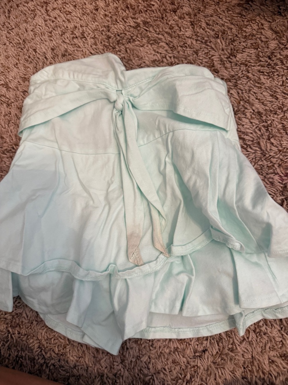 Light Mint Strapless Ruffle Skirted Romper